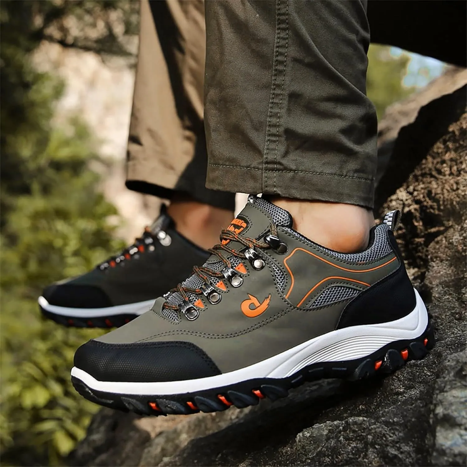 Men’s Hiking Shoes Breathable Lightweight Walking Shoes Slip on Workout Shoes for Trekking Camping Walking Fishing