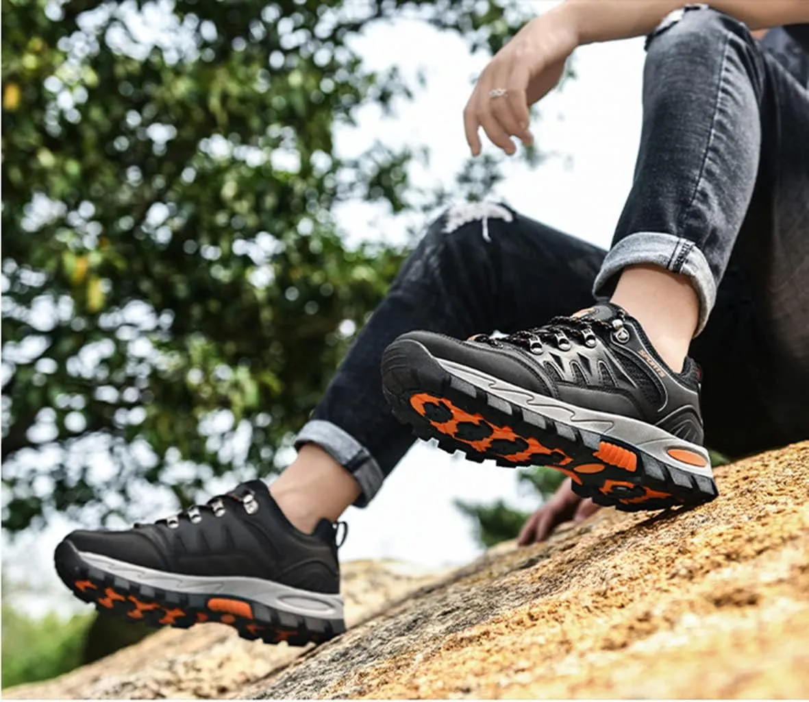 Men's Hiking Shoes Waterproof Anti Slip Hiking Boots Outdoor Lightweight Trekking Sneakers