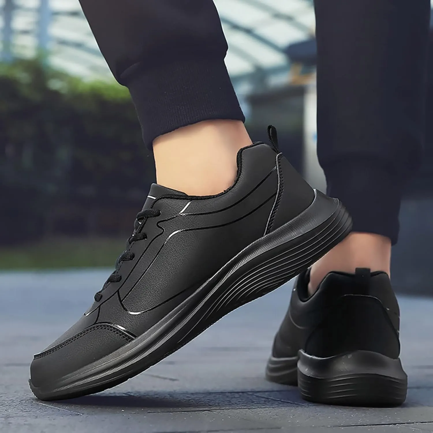 Men's Lace Up Memory Foam Sneakers Breathable Elastic Fly Woven Mesh Sneaker Breathable Diabetic Shoes for Men