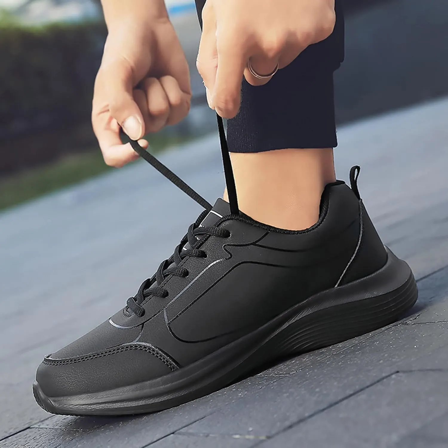 Men's Lace Up Memory Foam Sneakers Breathable Elastic Fly Woven Mesh Sneaker Breathable Diabetic Shoes for Men