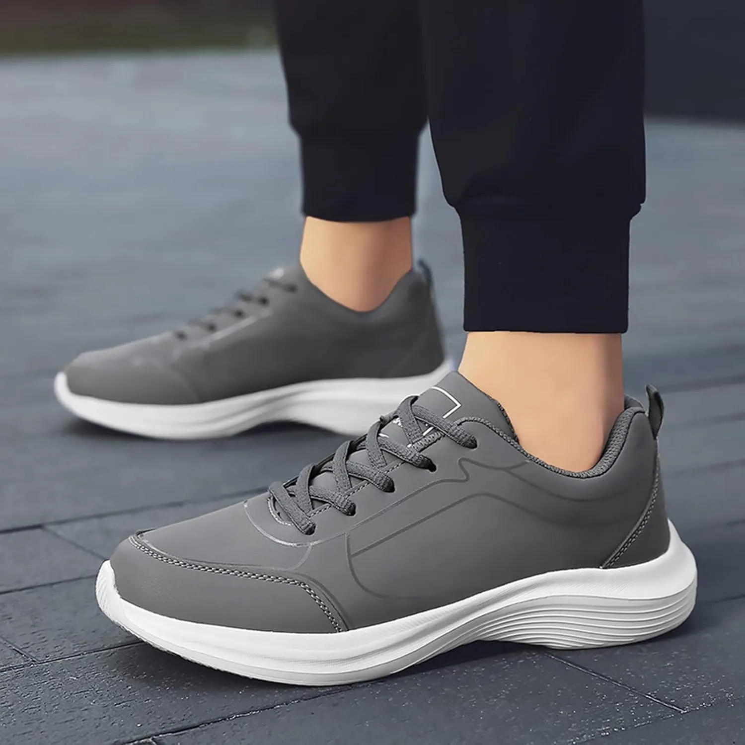 Men's Lace Up Memory Foam Sneakers Breathable Elastic Fly Woven Mesh Sneaker Breathable Diabetic Shoes for Men