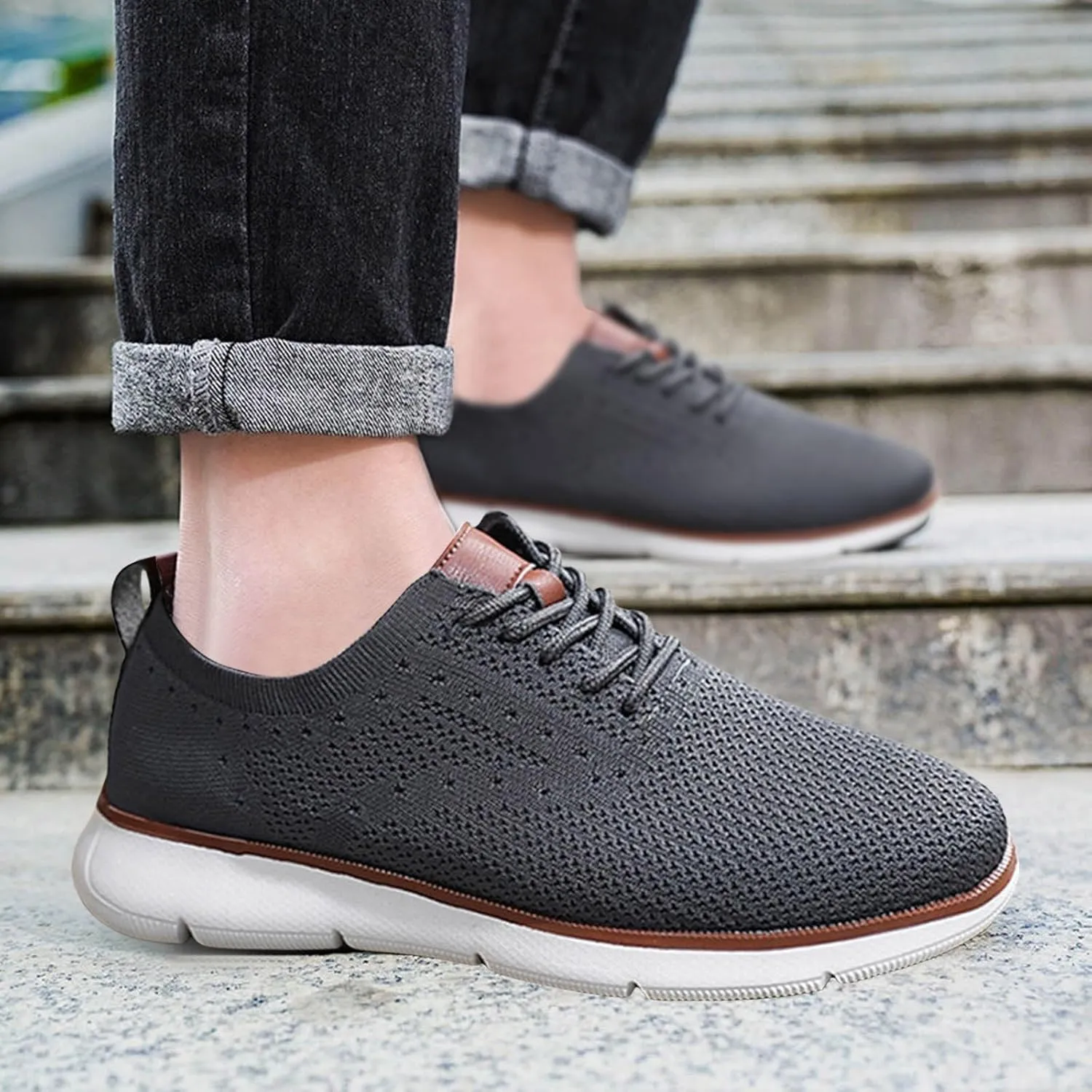 Men's Lace Up Memory Foam Sneakers Lightweight Sport Gym Jogging Walking Sneaker Lightweight Minimalist Shoes