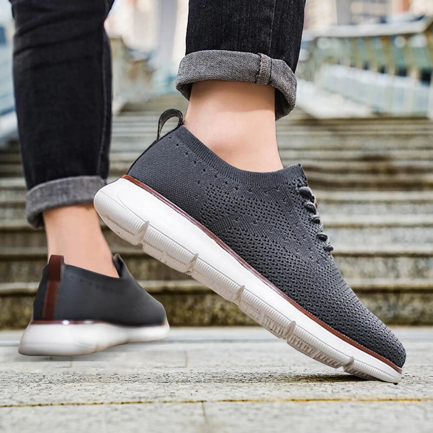 Men's Lace Up Memory Foam Sneakers Lightweight Sport Gym Jogging Walking Sneaker Lightweight Minimalist Shoes
