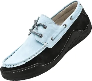 Men's Leather Loafers & Slip-On Lace Up Retro Round Toe Leather Comfortable Driving Shoes Fashionable Non-Slip Walking Shoes