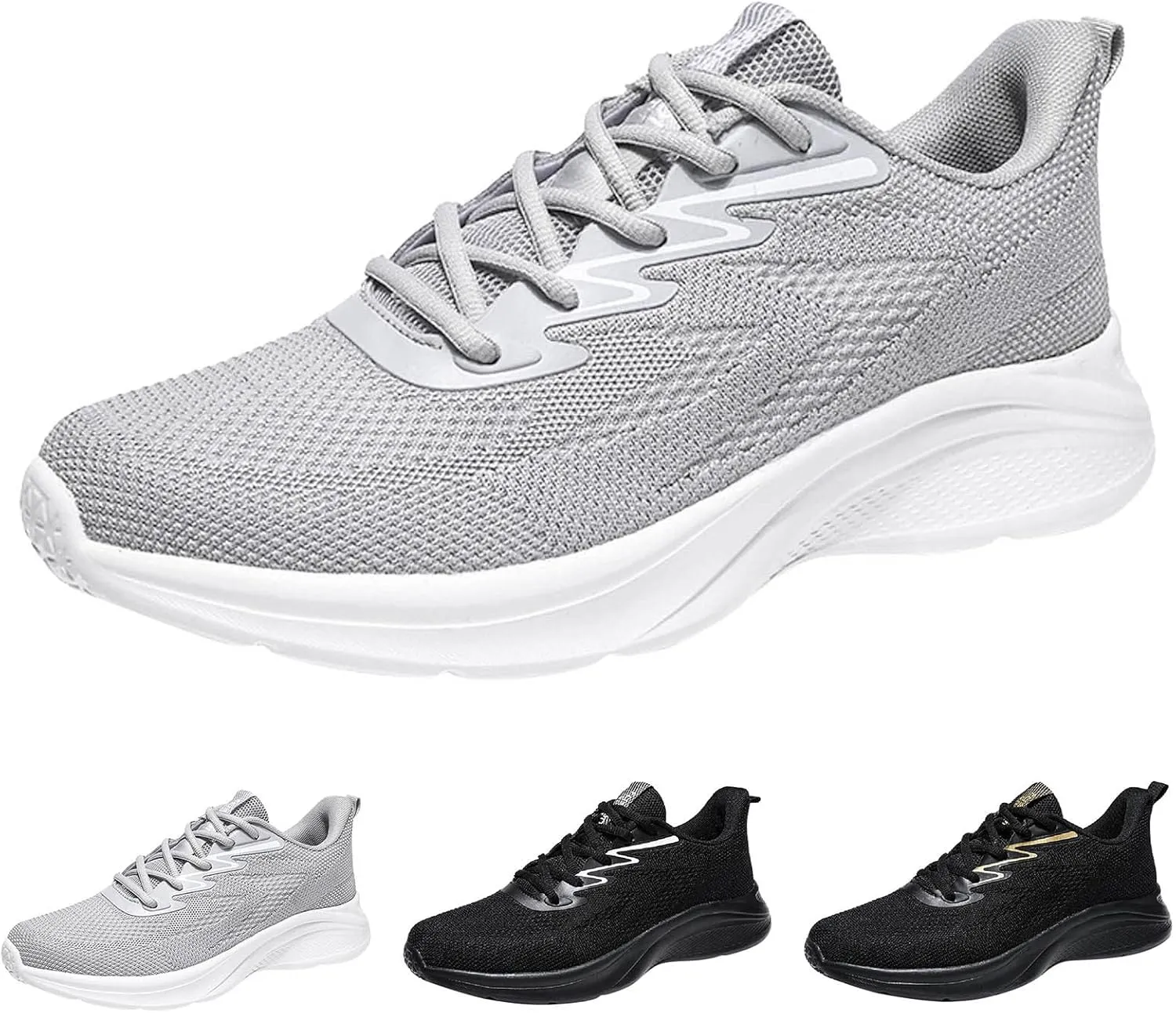 Men's Lightweight Cushion Sneakers Lightweight Breathable Slip on Running Shoe Breathable Lace Up Shoes for Men