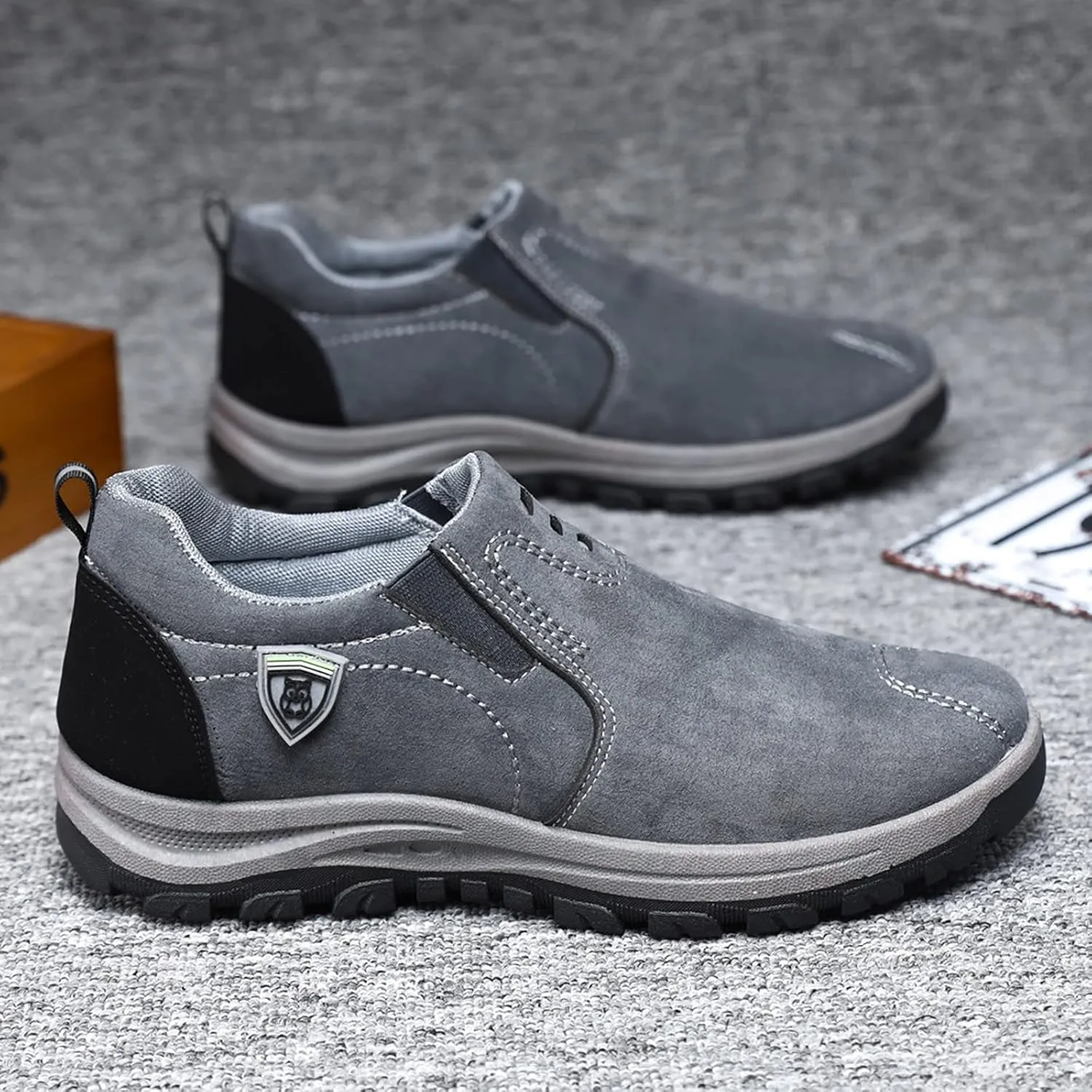 Men's Lightweight Non Slip Barefoot Shoes Supportive Running Athletic Sneaker Hook and Loop Orthopedic Sneakers