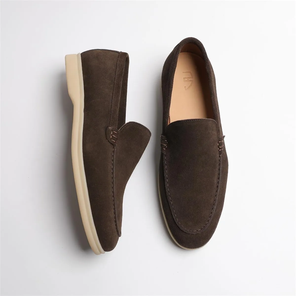 Men's Loafers & Slip-Ons - Genuine Leather Slip-On Loafers for Men | Comfortable Casual Shoes with Elastic