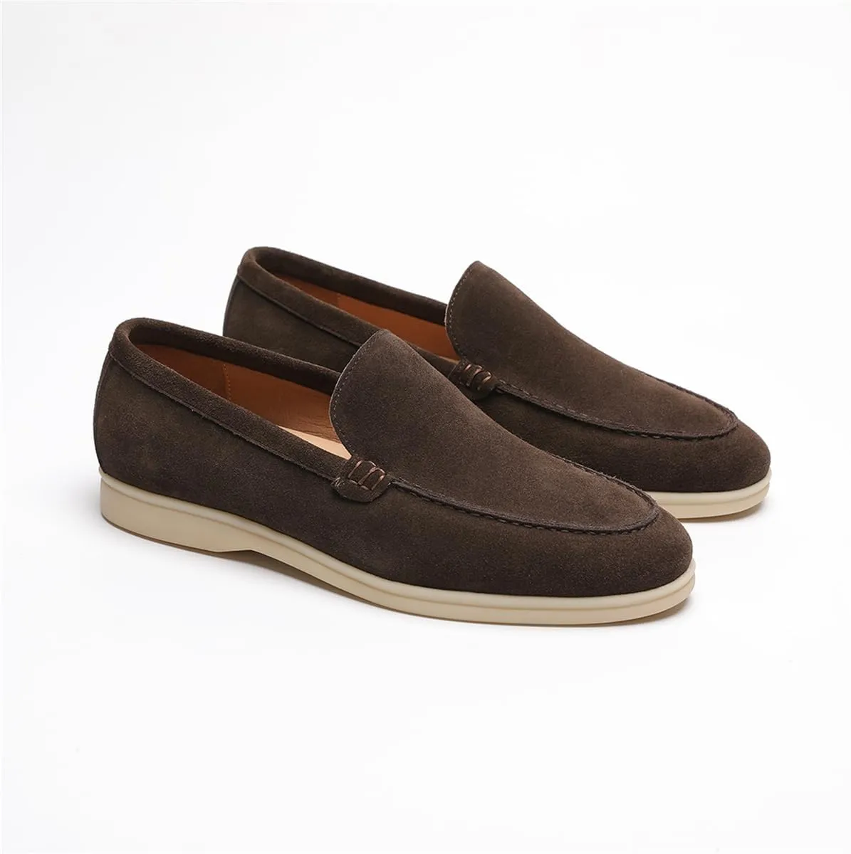 Men's Loafers & Slip-Ons - Genuine Leather Slip-On Loafers for Men | Comfortable Casual Shoes with Elastic