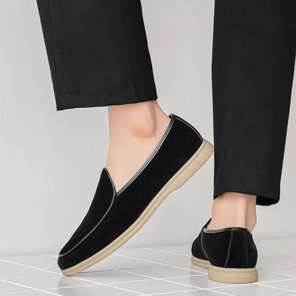 Mens Loafers Casual Slip On, Unisex Low Heel Lightweight and Comfortable Suede Loafers, Slip On Dress Shoes for Men