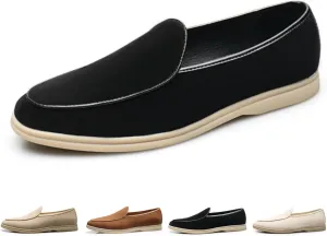 Mens Loafers Casual Slip On, Unisex Low Heel Lightweight and Comfortable Suede Loafers, Slip On Dress Shoes for Men