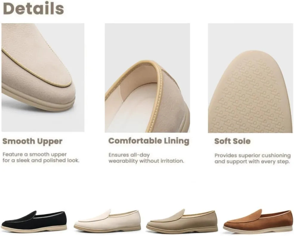 Mens Loafers Casual Slip On, Unisex Low Heel Lightweight and Comfortable Suede Loafers, Slip On Dress Shoes for Men