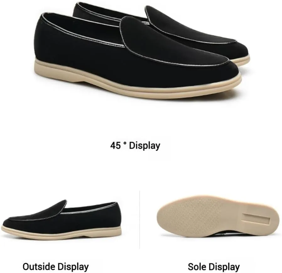 Mens Loafers Casual Slip On, Unisex Low Heel Lightweight and Comfortable Suede Loafers, Slip On Dress Shoes for Men