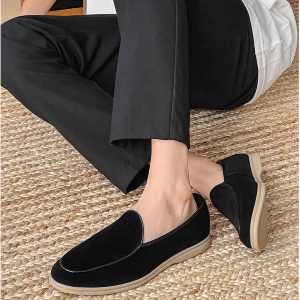 Mens Loafers Casual Slip On, Unisex Low Heel Lightweight and Comfortable Suede Loafers, Slip On Dress Shoes for Men