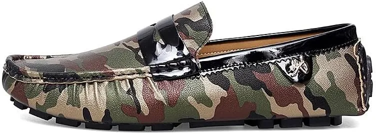 Mens Loafers Colorful Vegan Leather Penny Driving Loafers Resistant Comfortable Flexible Walking Slip On