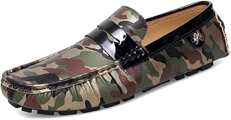 Mens Loafers Colorful Vegan Leather Penny Driving Loafers Resistant Comfortable Flexible Walking Slip On