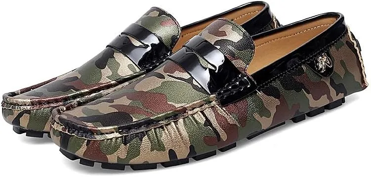 Mens Loafers Colorful Vegan Leather Penny Driving Loafers Resistant Comfortable Flexible Walking Slip On