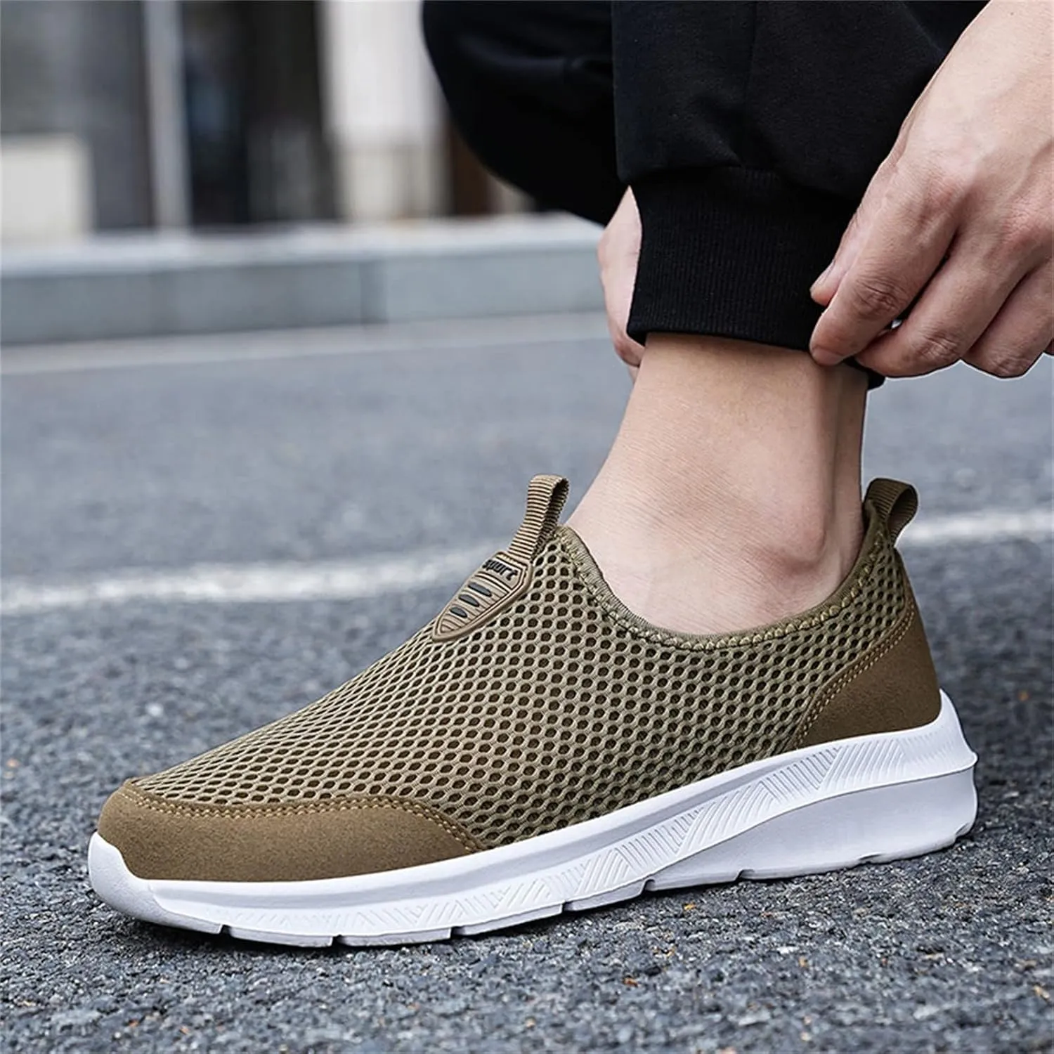 Mens Non Slip Walking Sneakers Lightweight Breathable Slip on Running Shoes Athletic Gym Tennis Shoes for Men