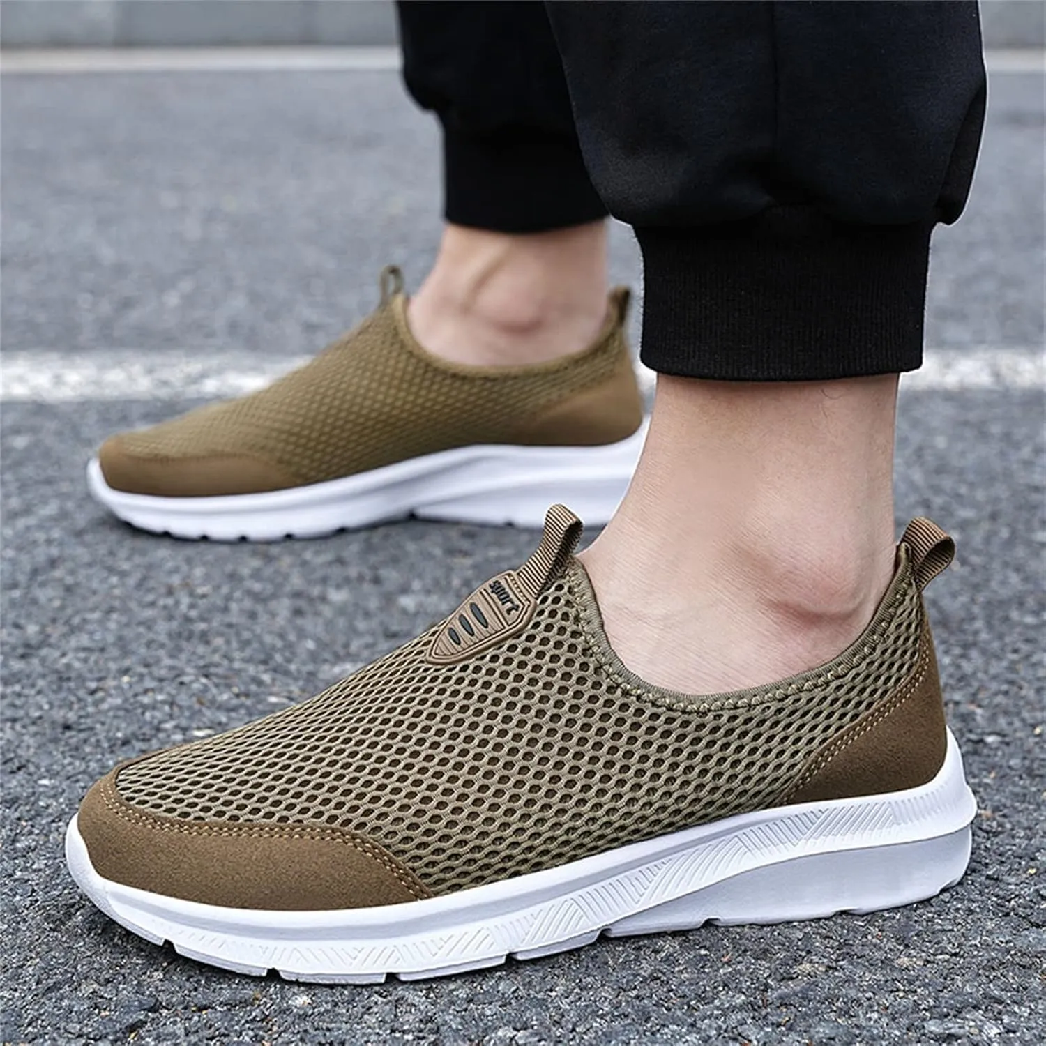 Mens Non Slip Walking Sneakers Lightweight Breathable Slip on Running Shoes Athletic Gym Tennis Shoes for Men