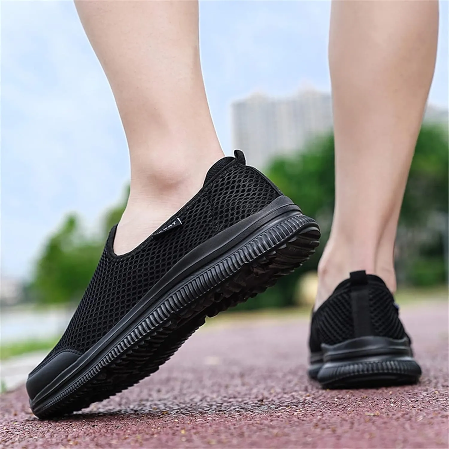 Mens Non Slip Walking Sneakers Lightweight Breathable Slip on Running Shoes Athletic Gym Tennis Shoes for Men