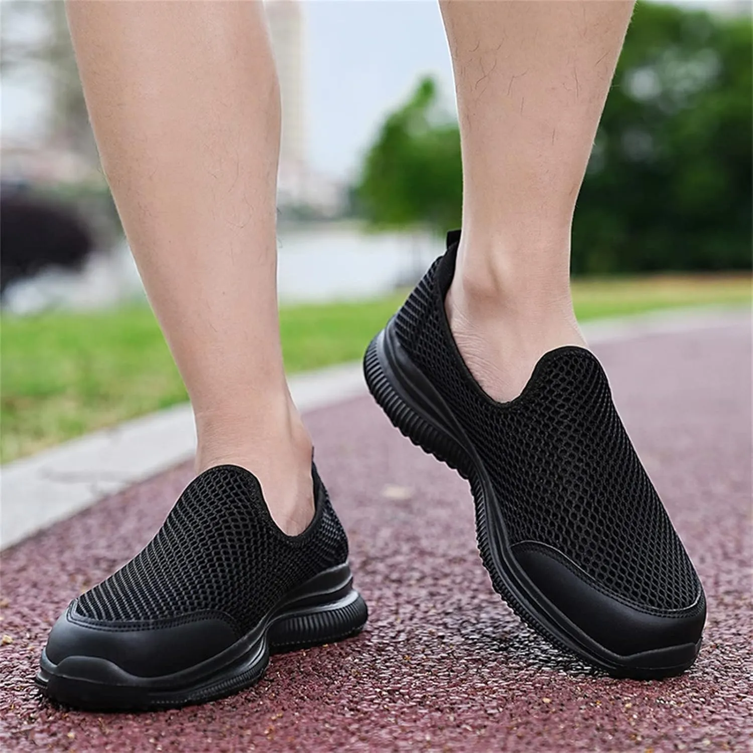 Mens Non Slip Walking Sneakers Lightweight Breathable Slip on Running Shoes Athletic Gym Tennis Shoes for Men