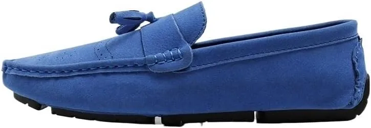 Men's Nubuck Leather Loafers with Tassel - Lightweight Anti-Slip Driving Loafers, Slip-On Style for Casual, Wedding & Work