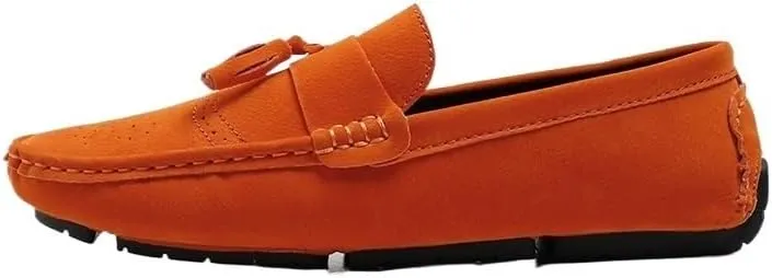 Men's Nubuck Leather Loafers with Tassel - Lightweight Anti-Slip Driving Loafers, Slip-On Style for Casual, Wedding & Work