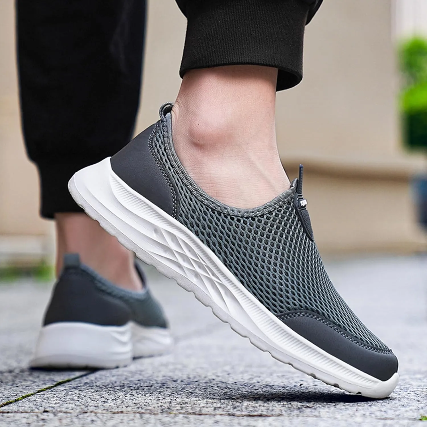 Men's Orthopedic Comfortable Slip-On Shoes Lightweight Breathable Slip On Running Shoe Supportive Walking Shoes