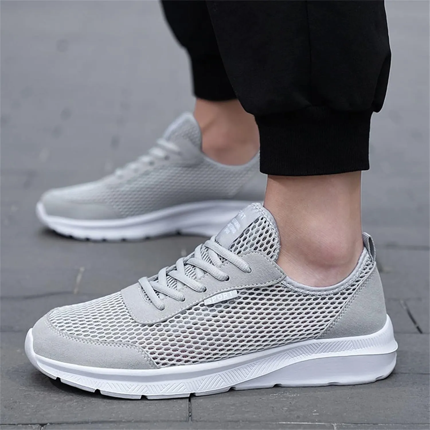 Men's Running Shoes Comfortable Sneakers Casual Lightweight Breathable Lace Up Mesh Walking Sports Shoes