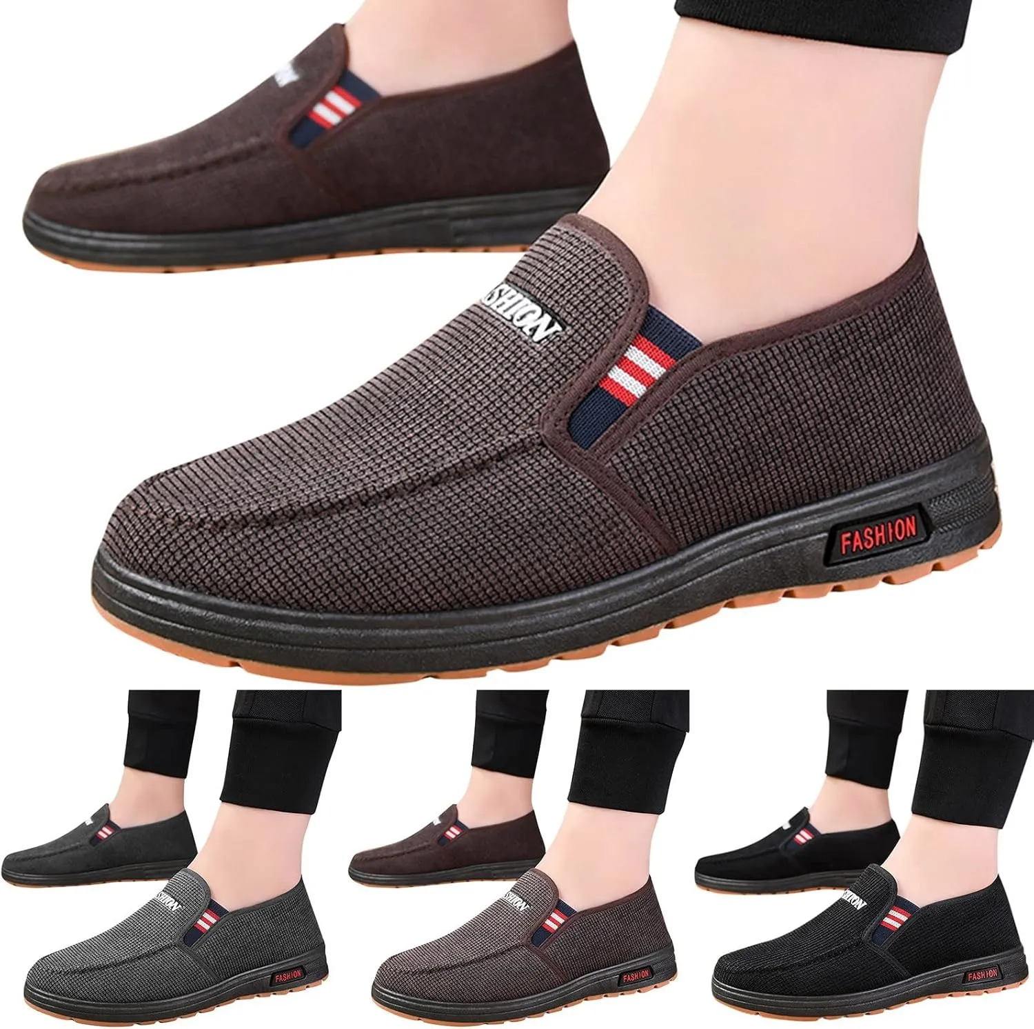 Mens Slip On Fashion and Winter Men Casual Shoes Flat Non Slip On Solid Color Plush Warm and Comfortable