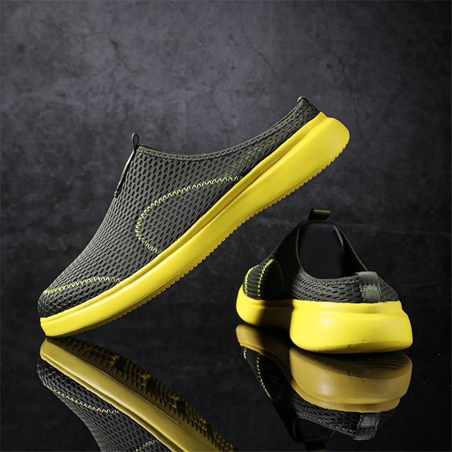 Men's Slip Shoes Fashion Summer Men Casual Shoes Breathable Mesh Shallow Wear Lightweight Casual Half Slippers