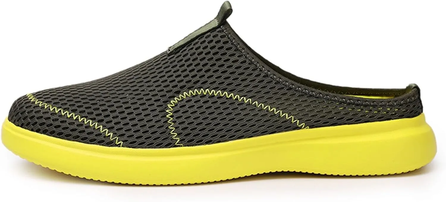 Men's Slip Shoes Fashion Summer Men Casual Shoes Breathable Mesh Shallow Wear Lightweight Casual Half Slippers