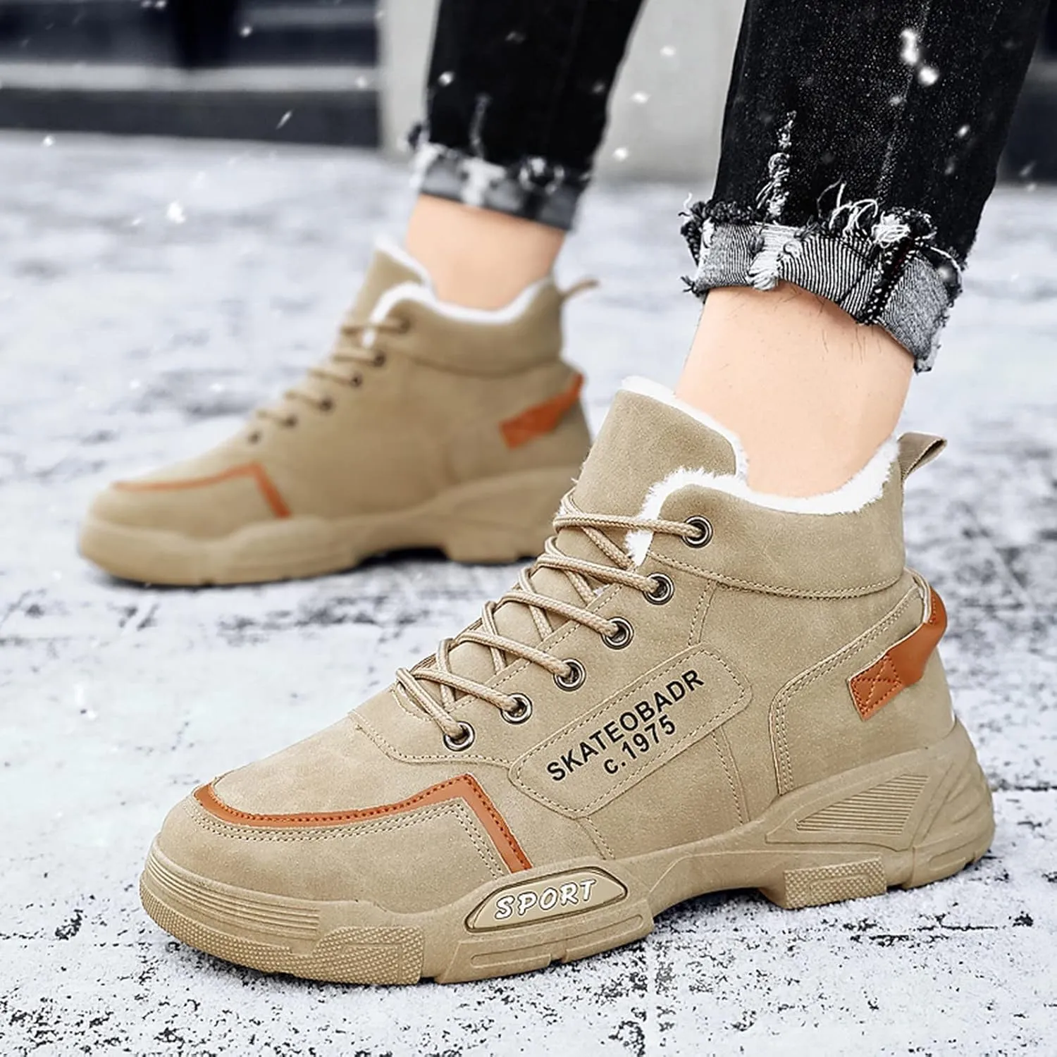 Men's Slip Shoes Men Shoes Winter Plush Casual Men Warm Work Clothes Casual for
