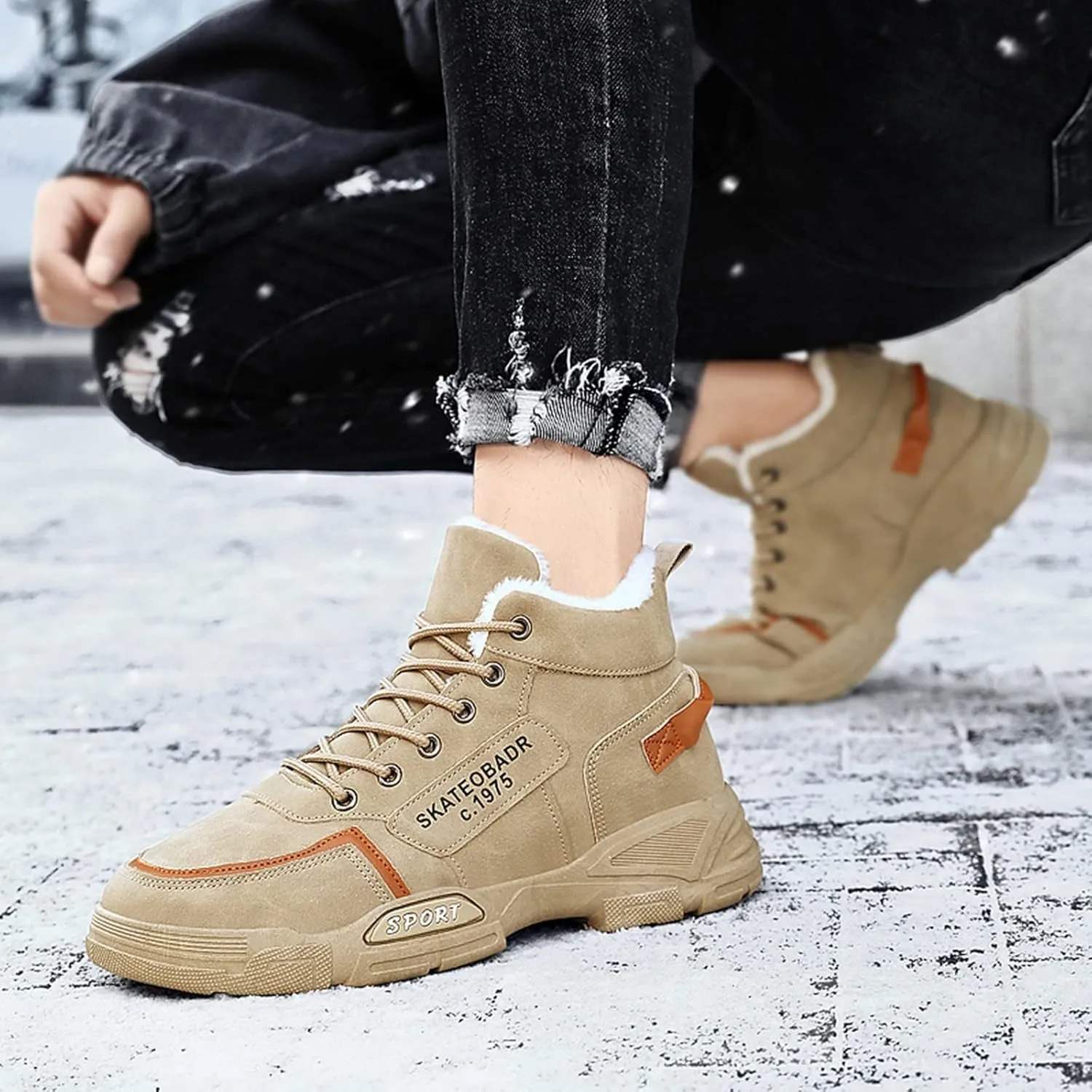 Men's Slip Shoes Men Shoes Winter Plush Casual Men Warm Work Clothes Casual for