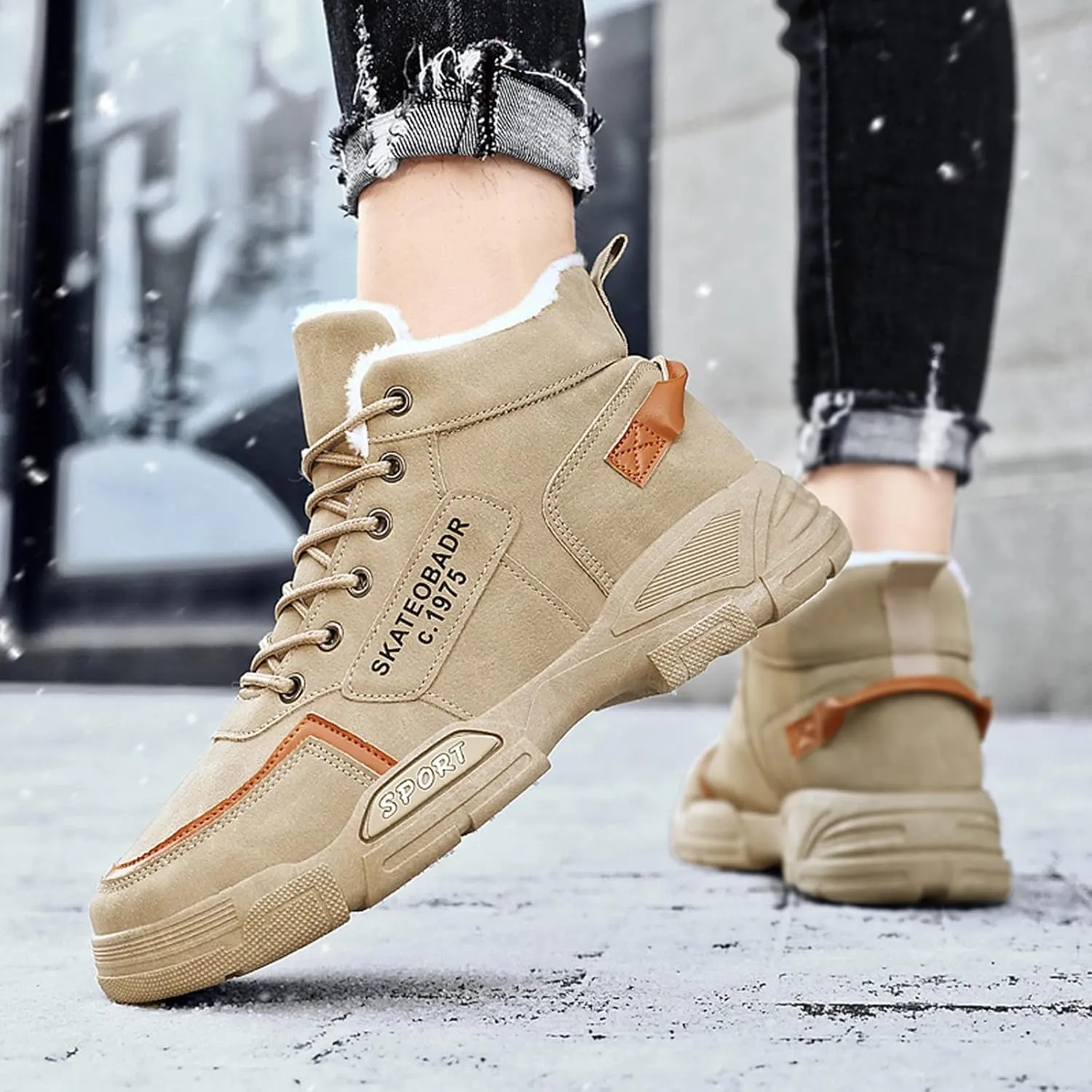 Men's Slip Shoes Men Shoes Winter Plush Casual Men Warm Work Clothes Casual for