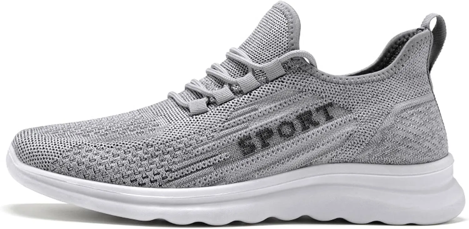 Men's Sneakers Breathable Walking Shoe Non Slip Lace Up Sport Athletic Shoes Comfortable Flat Running Sneakers