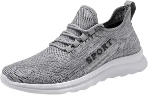 Men's Sneakers Breathable Walking Shoe Non Slip Lace Up Sport Athletic Shoes Comfortable Flat Running Sneakers