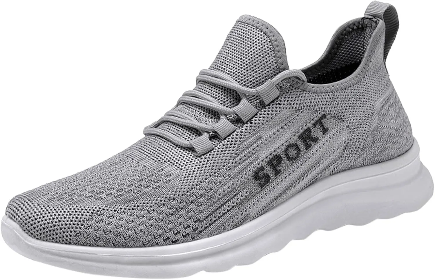 Men's Sneakers Breathable Walking Shoe Non Slip Lace Up Sport Athletic Shoes Comfortable Flat Running Sneakers