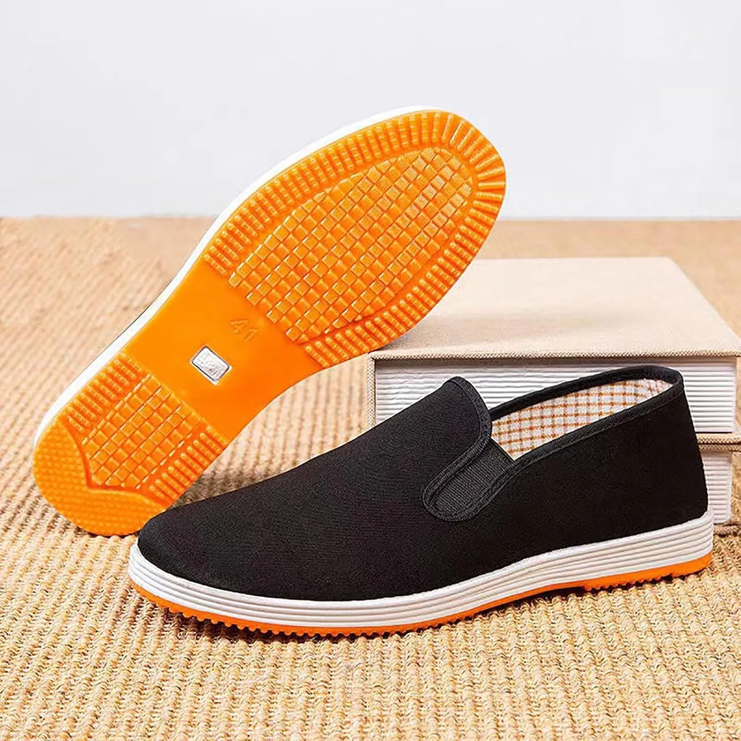 Men's Soft Flat Soled Elderly Shoes Comfortable Stretch Shoes Convenient Slip On Loafers Non Slip Slip on Men