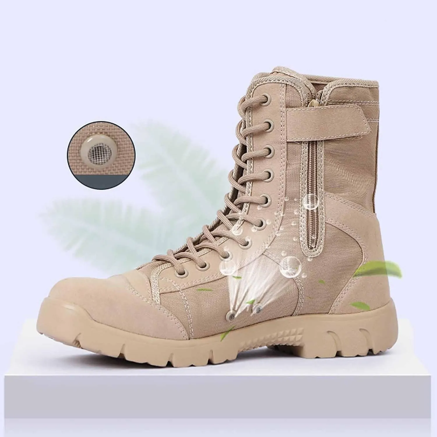 Mens Tactical Boots, Men's Waterproof Hiking Boots Lightweight Combat Boots Durable Suede Leather Military Work Boots Outdoor Work Boots Jungle Boots
