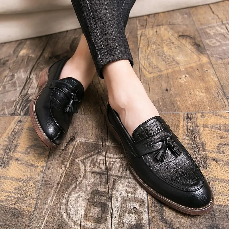 Mens Tassel Dress Loafers Mens Genuine Leather Dress Casual Tassel Loafer Shoe