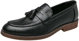 Mens Tassel Dress Loafers Mens Genuine Leather Dress Casual Tassel Loafer Shoe