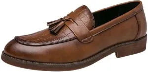 Mens Tassel Dress Loafers Mens Genuine Leather Dress Casual Tassel Loafer Shoe