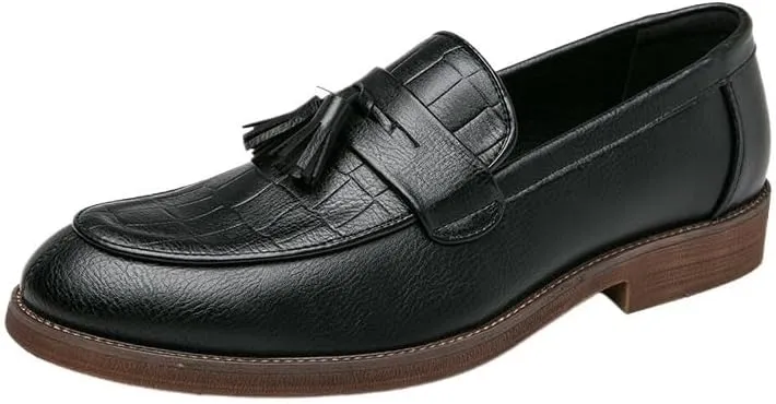 Mens Tassel Dress Loafers Mens Genuine Leather Dress Casual Tassel Loafer Shoe