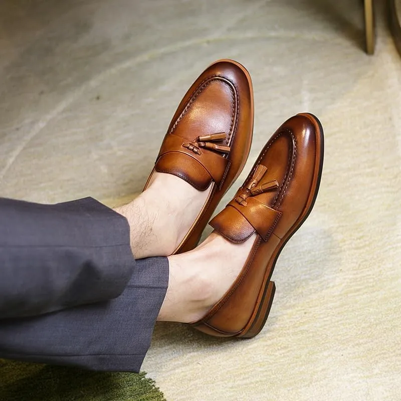 Men's Tassel Leather Shoes,Loafers,Casual Leather Shoes, Business Leather Shoes, Men's Casual British Frosted Fashion Hoes