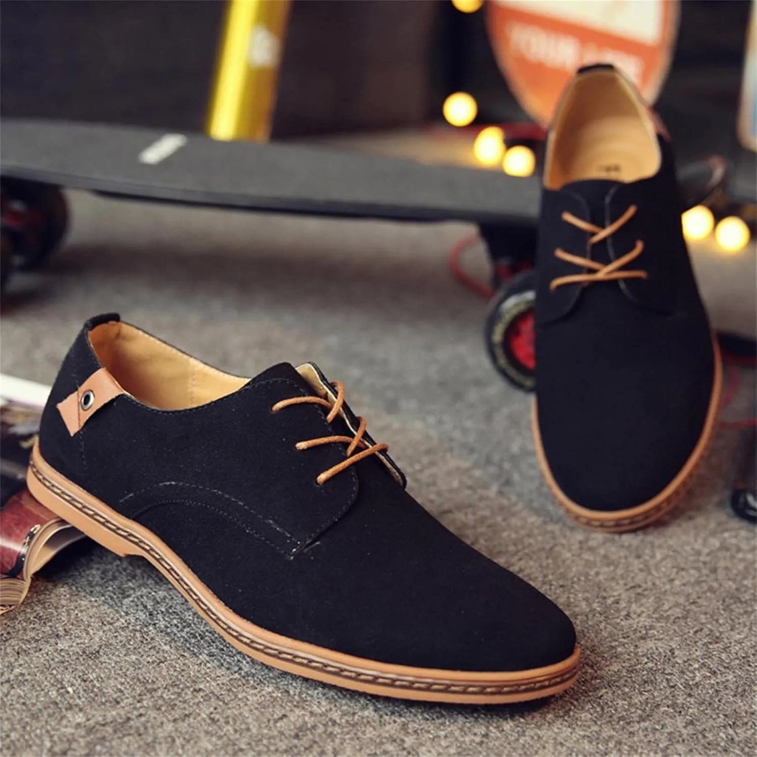 Mens Tennis Shoes Men's Fashion Casual Solid Lace Up Oxfords Leather Shoes Male Business