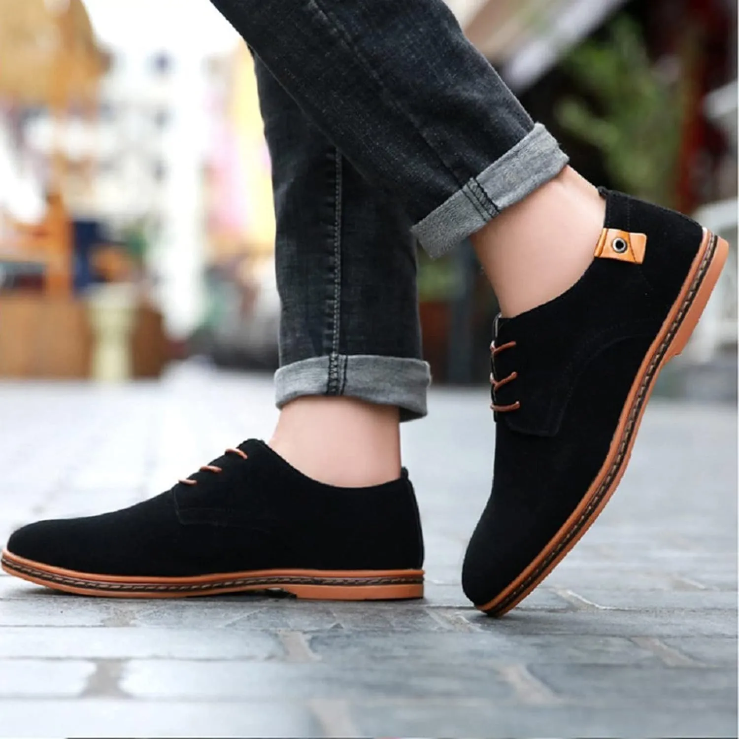 Mens Tennis Shoes Men's Fashion Casual Solid Lace Up Oxfords Leather Shoes Male Business