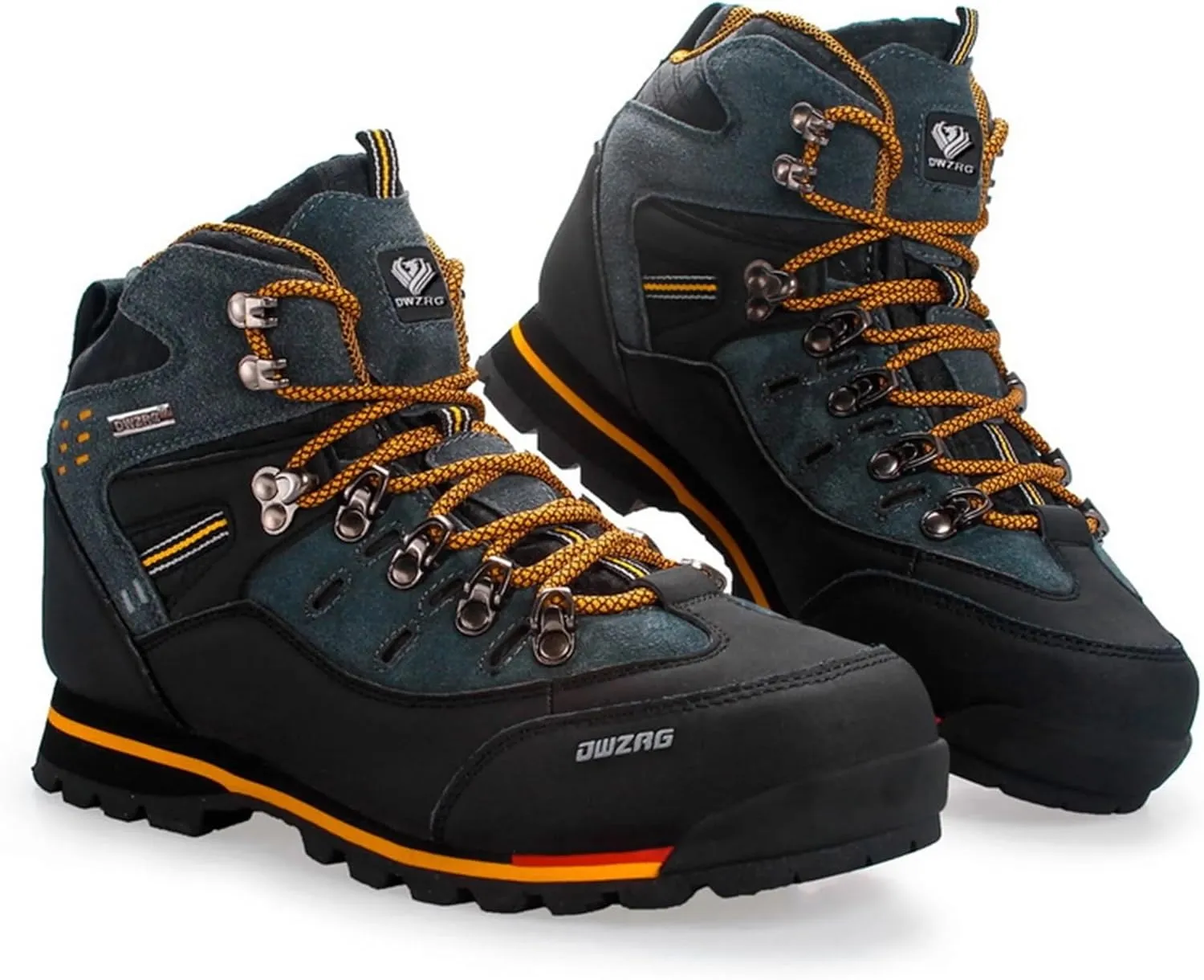 Men's Waterproof Leather mid Hiking Boots Outdoor Non-Slip Lightweight Trekking Sneakers