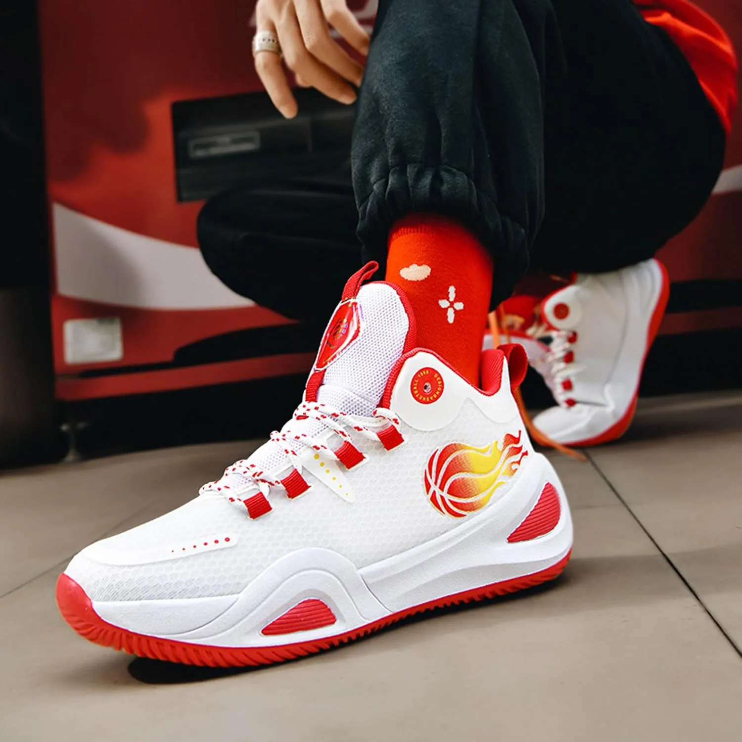 Men's Women's High Top Graffiti Anti Slip Basketball Shoes, Arch Supported Casual Sports Shoes, Men's Breathable Running Shoes, Fitness Cushioning Training Shoes
