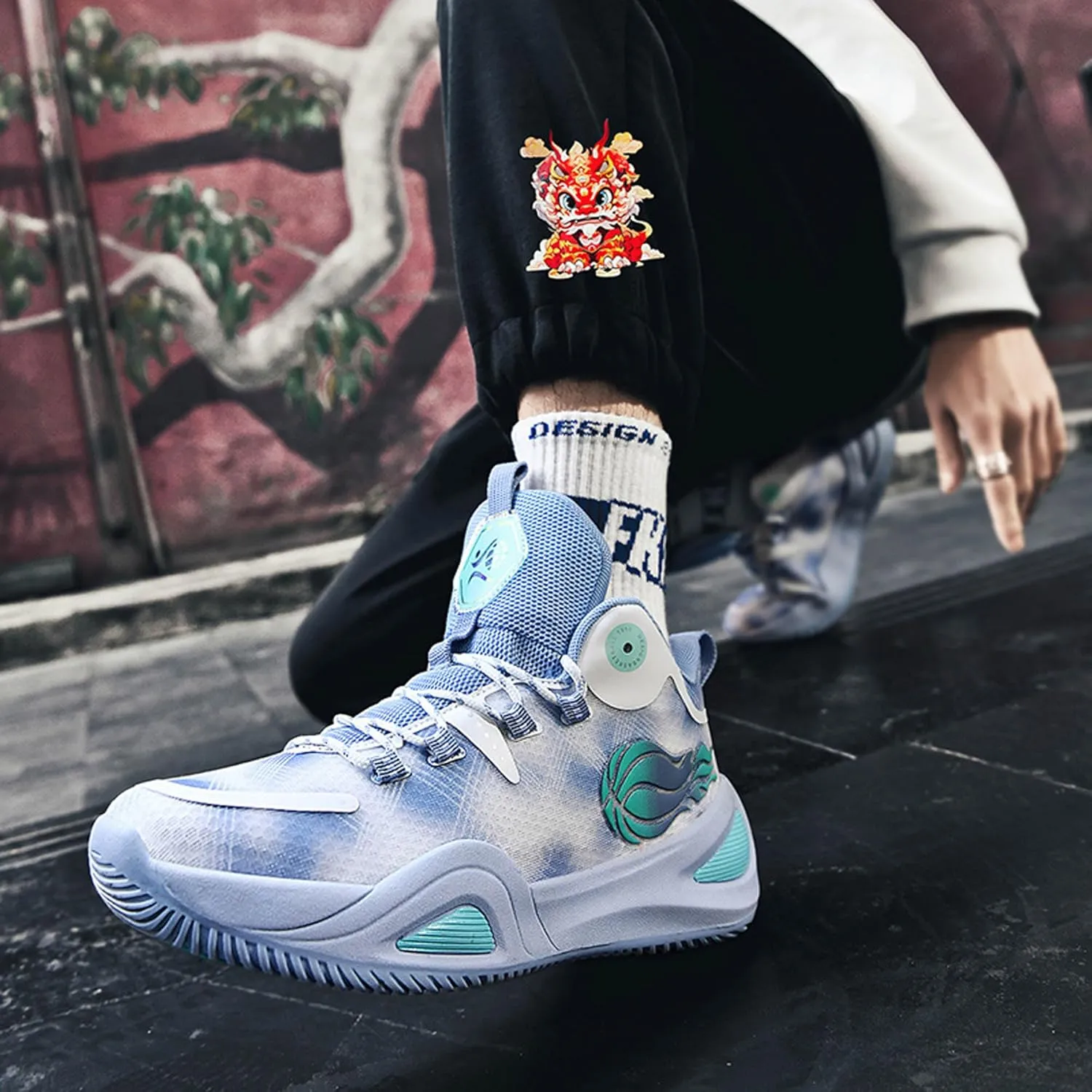 Men's Women's High Top Graffiti Anti Slip Basketball Shoes, Arch Supported Casual Sports Shoes, Men's Breathable Running Shoes, Fitness Cushioning Training Shoes