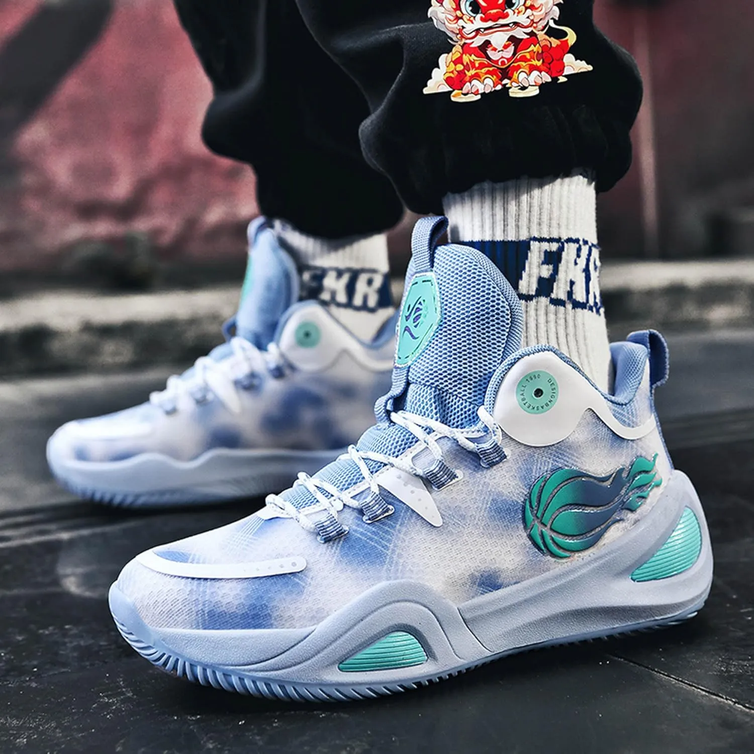 Men's Women's High Top Graffiti Anti Slip Basketball Shoes, Arch Supported Casual Sports Shoes, Men's Breathable Running Shoes, Fitness Cushioning Training Shoes